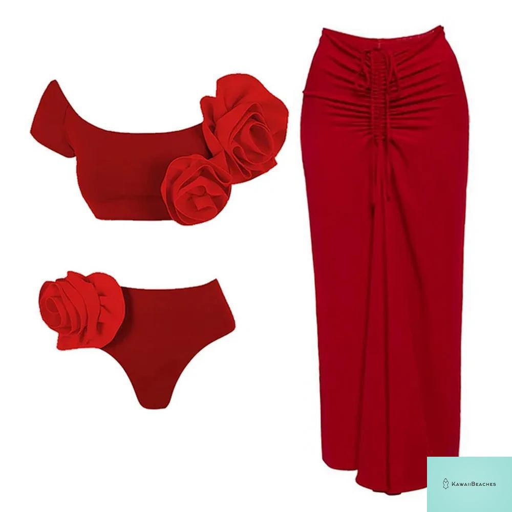 Vintage High Waist One Piece Swimsuit Set