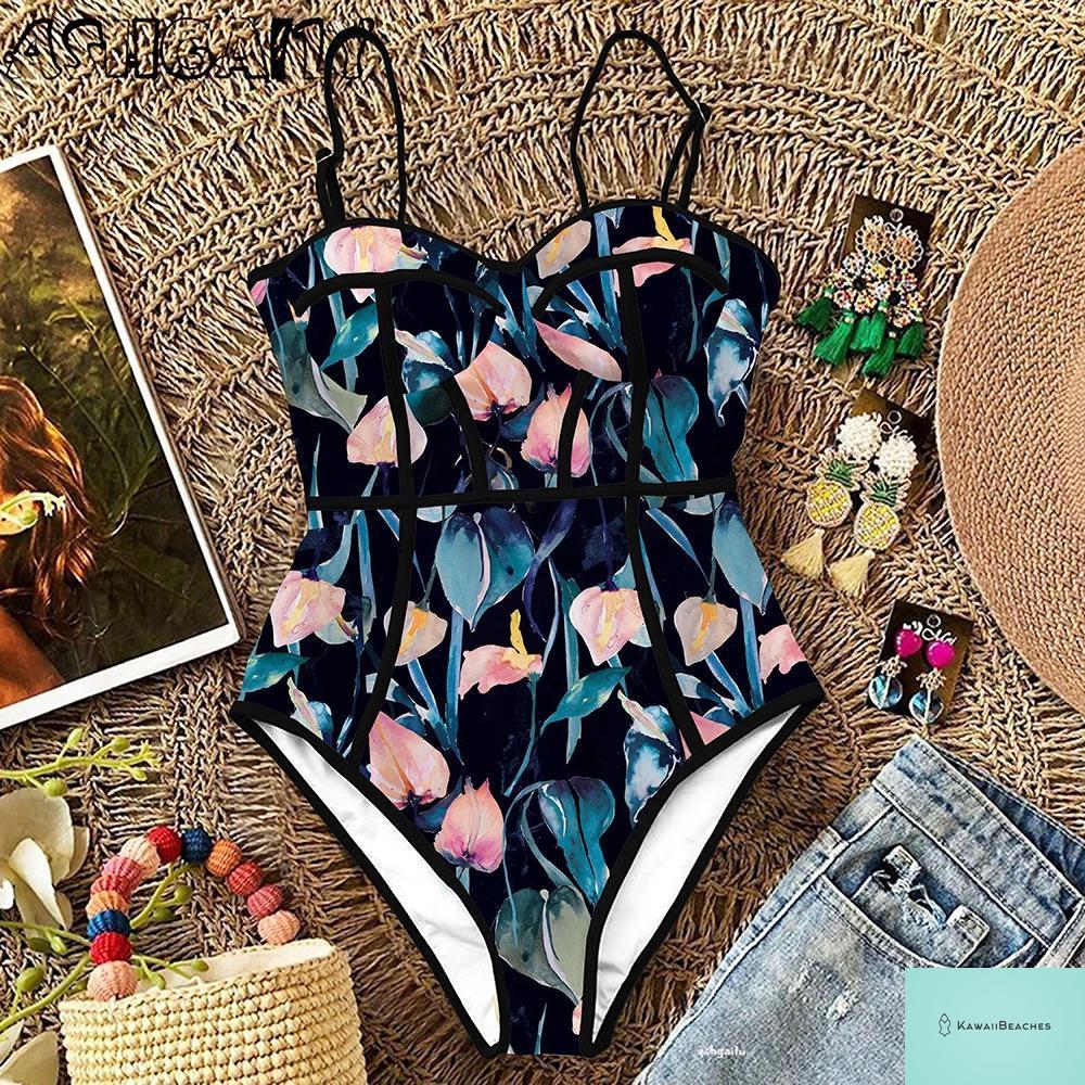 Kawaii Retro Push Up One Piece Swimsuit