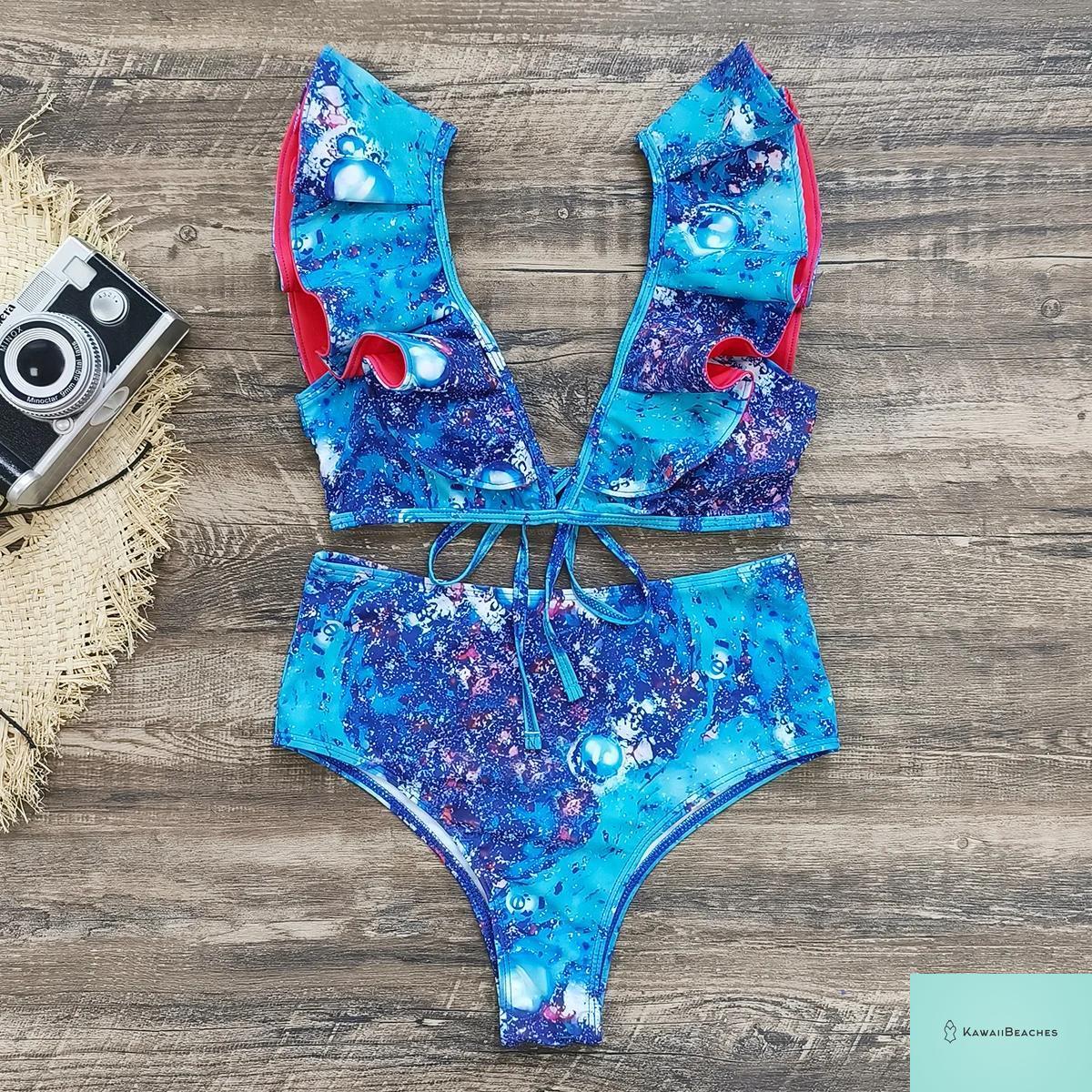 Floral Printed High Waist Bandage Bikini Set