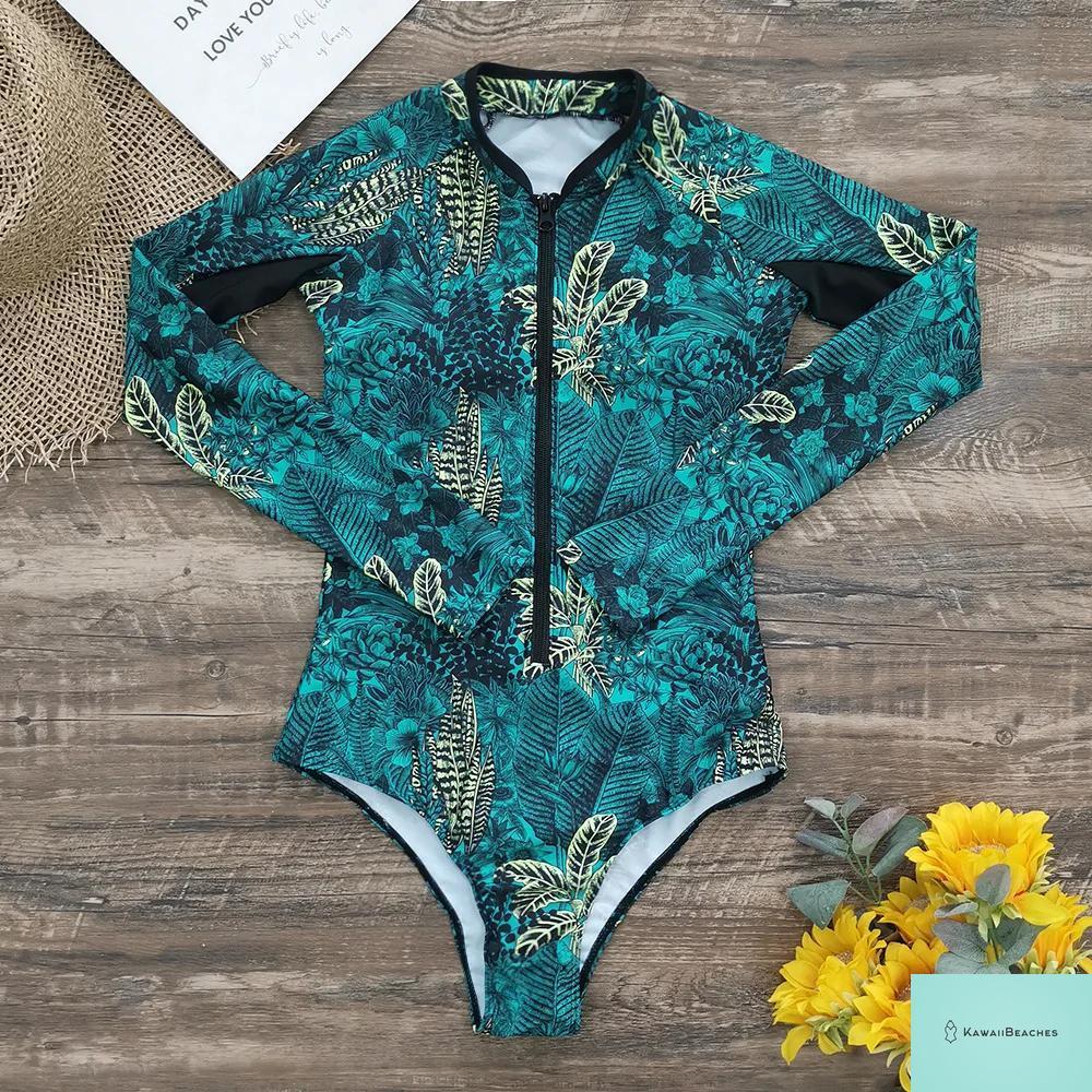 Womens Long Sleeve Surfing Swimsuit Monokini