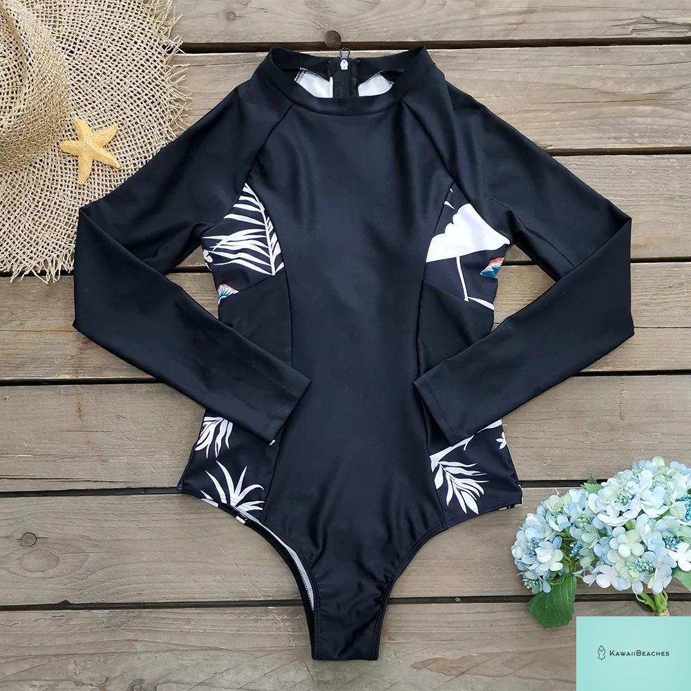 Womens Long Sleeve Surfing Swimsuit Monokini