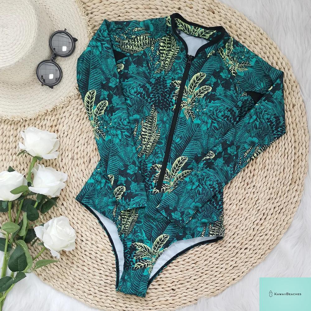 Womens Long Sleeve Surfing Swimsuit Monokini