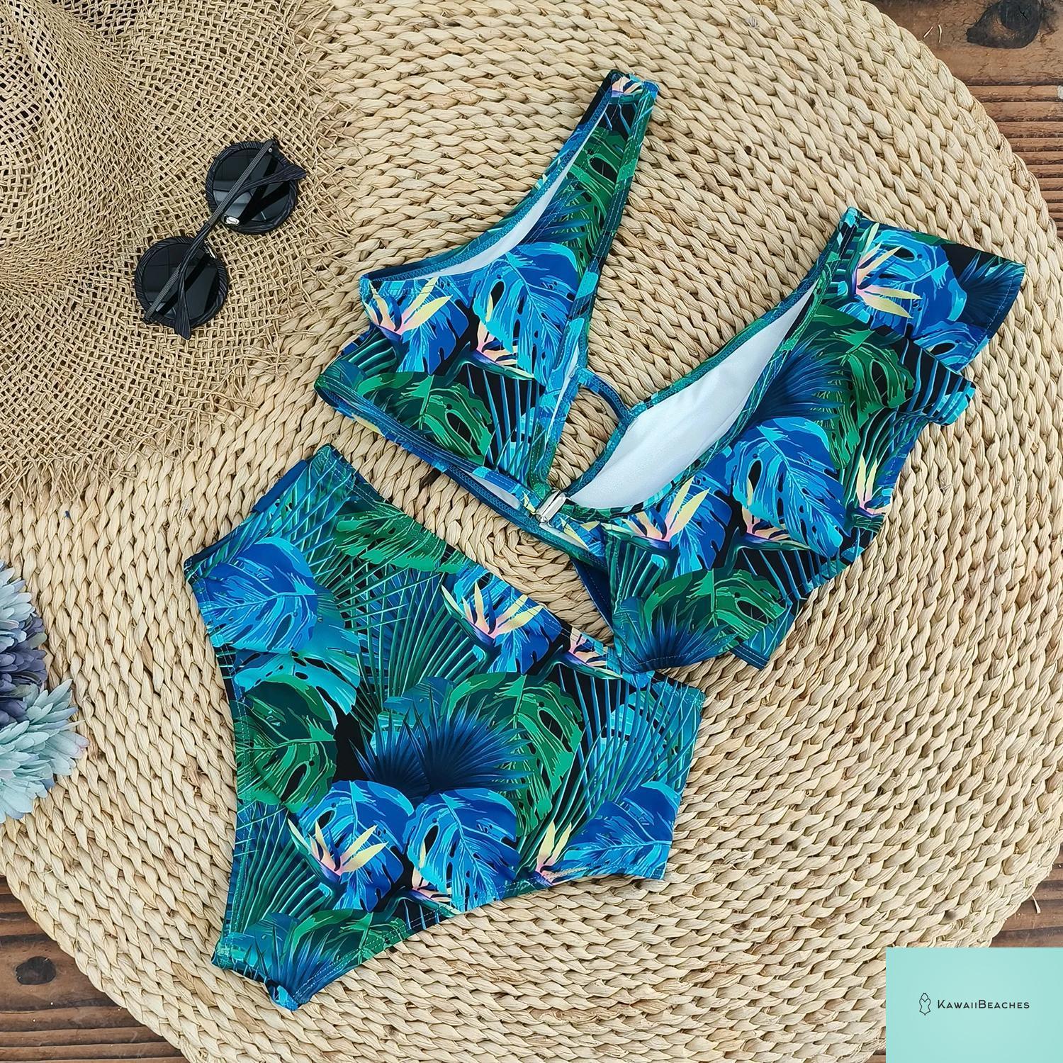 Floral Printed High Waist Bandage Bikini Set