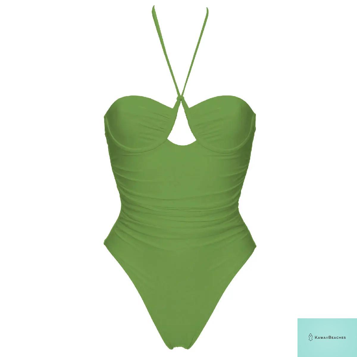 Retro Chic Solid One Piece Swimsuit