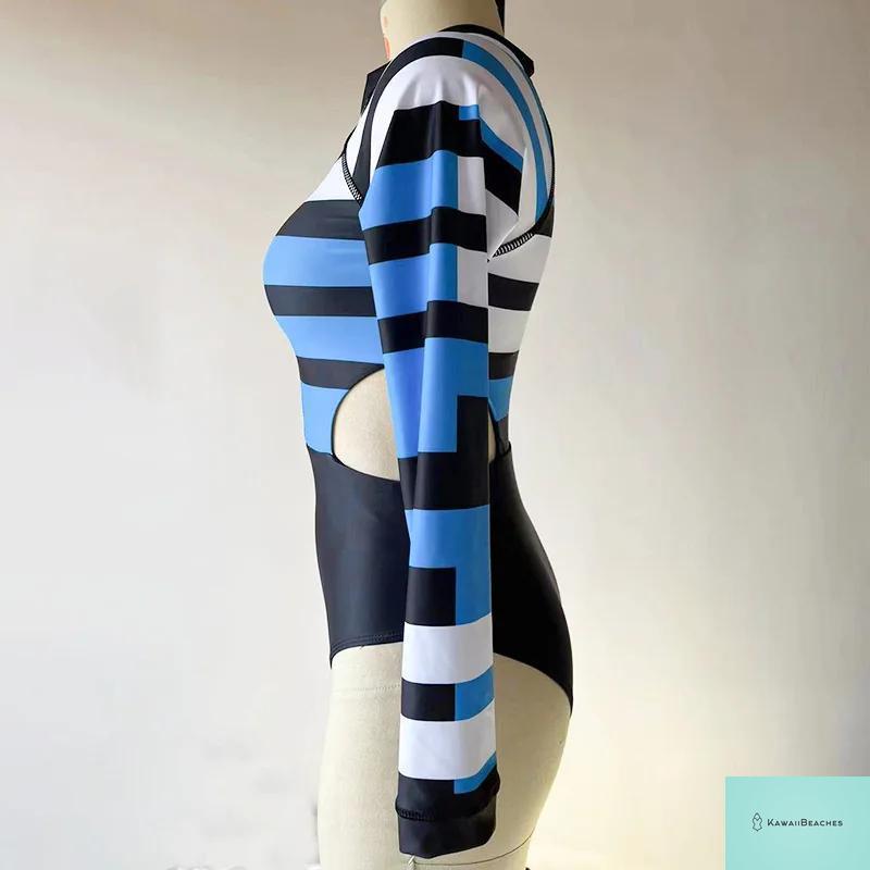 Kawaii Patchwork Long Sleeve Swimsuit