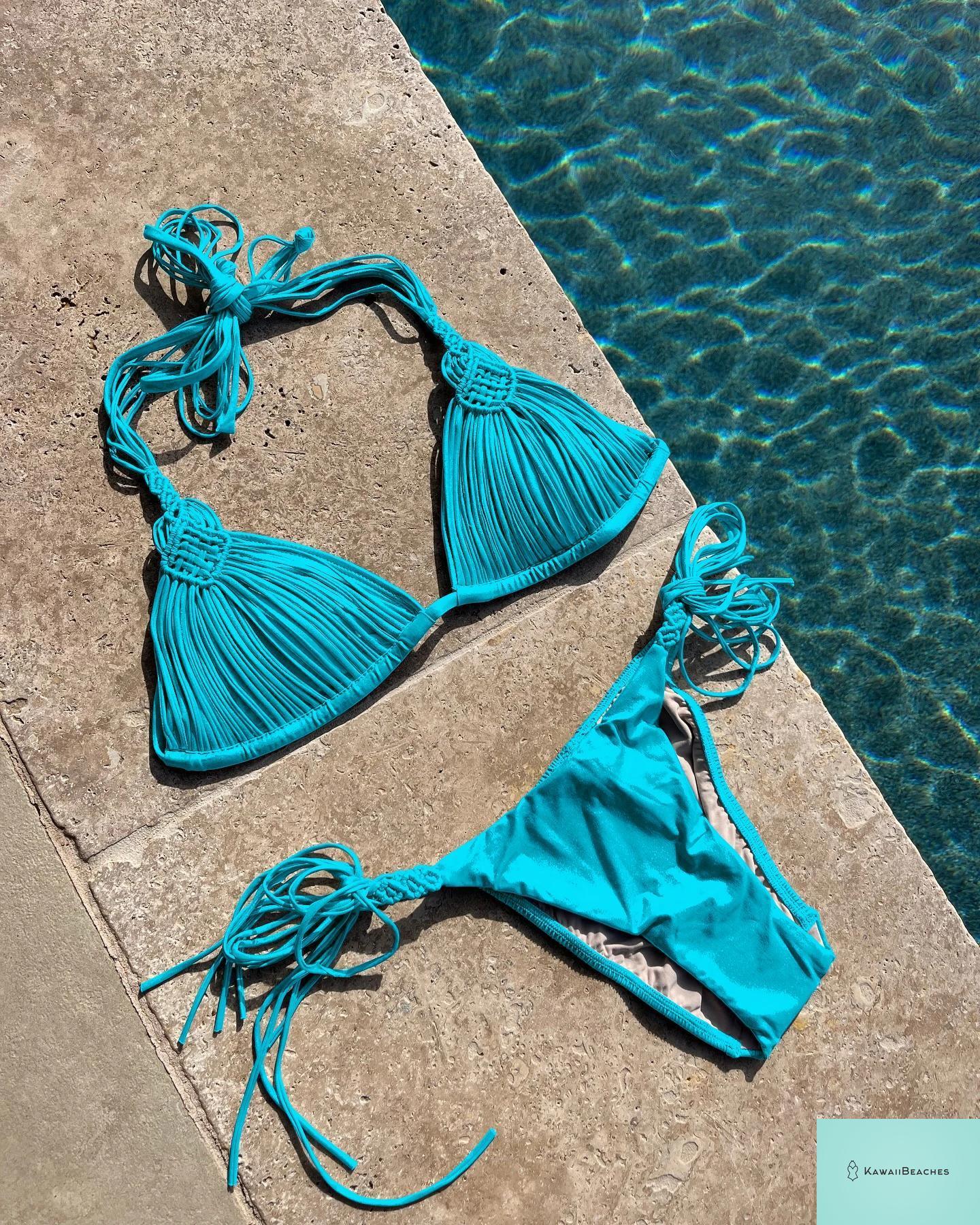 Kawaii Stripes Lace-Up Brazilian Bikini Set