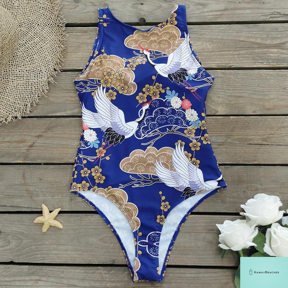 Striped Tropical Monokini Swimsuit for Women