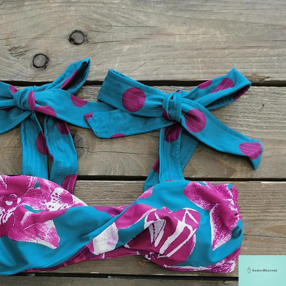 Floral Printed High Waist Bandage Bikini Set