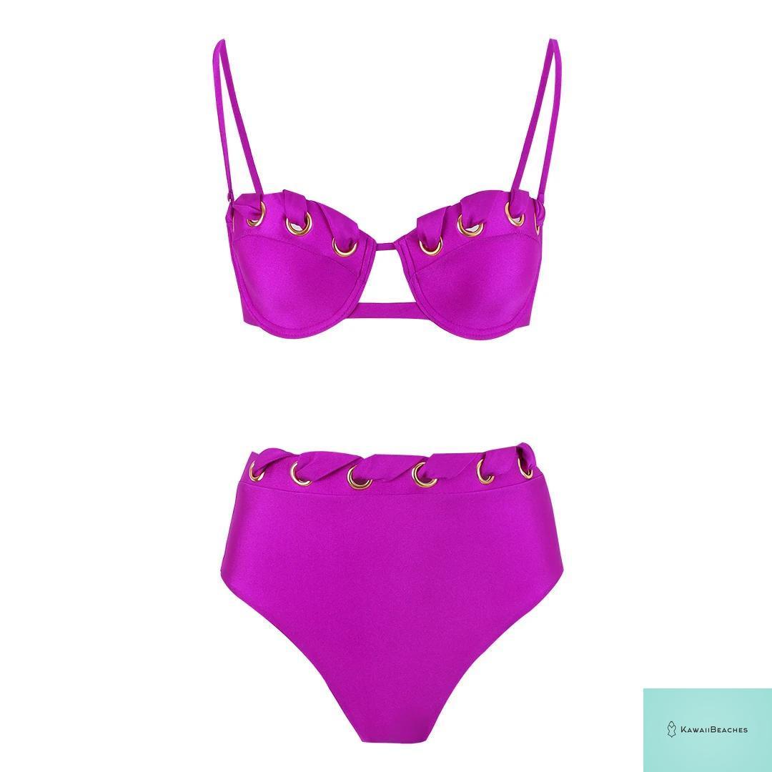 Golden High Waist Push Up Bikini