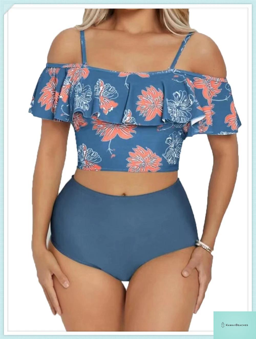 Ruffle Floral High Waist Bikini