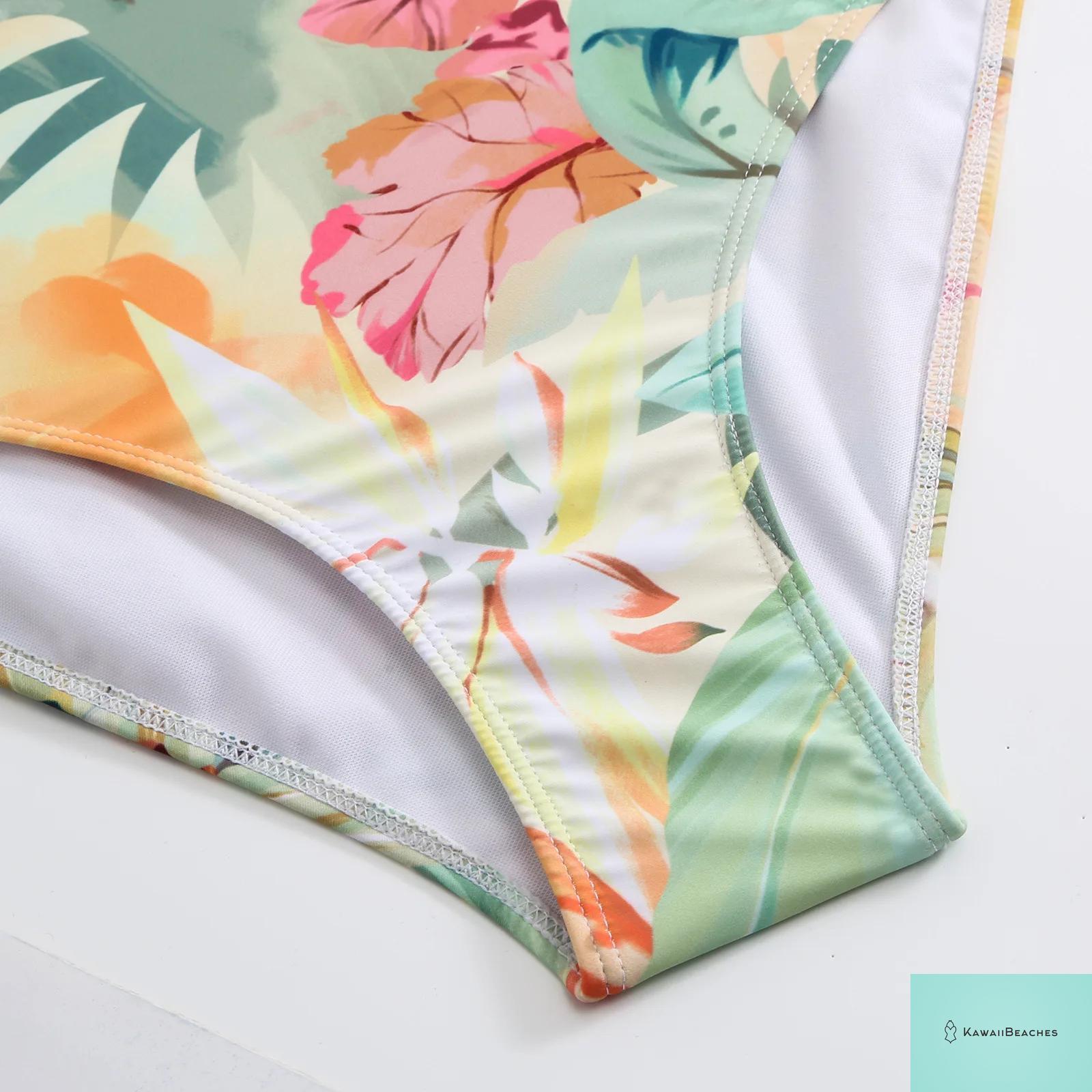 Floral Ruffle Push Up Bikini Set