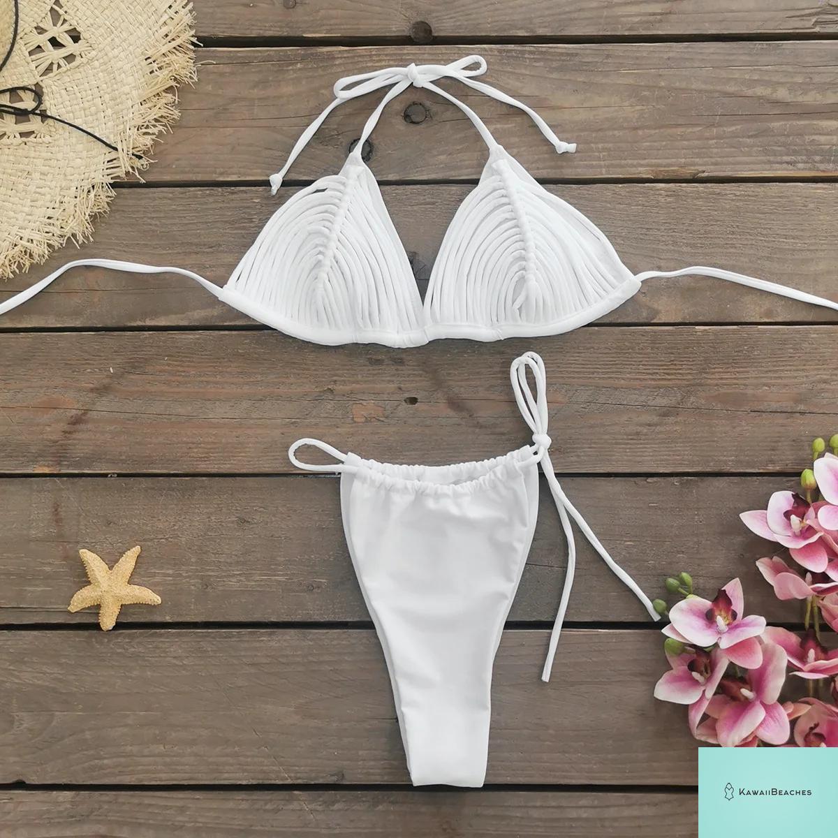 Kawaii Stripes Lace-Up Brazilian Bikini Set