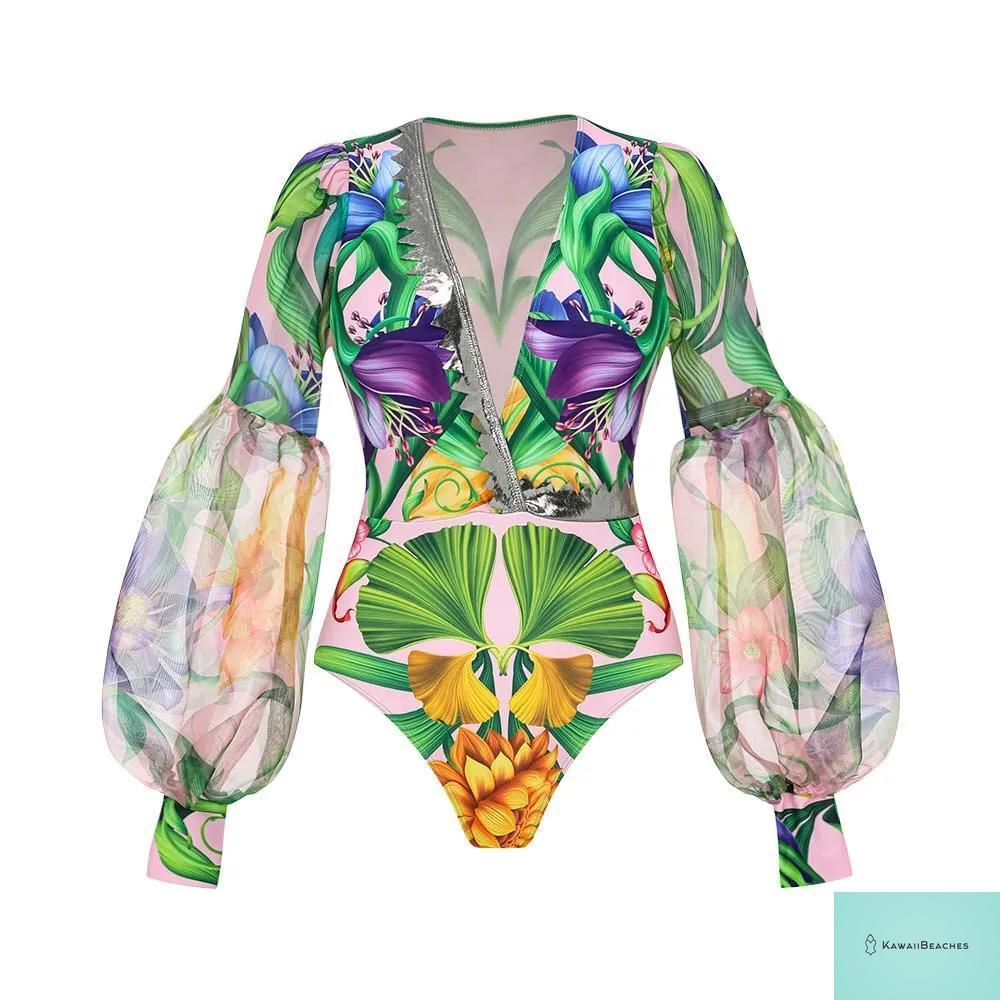 Womens Ruffle Deep V Swimsuit