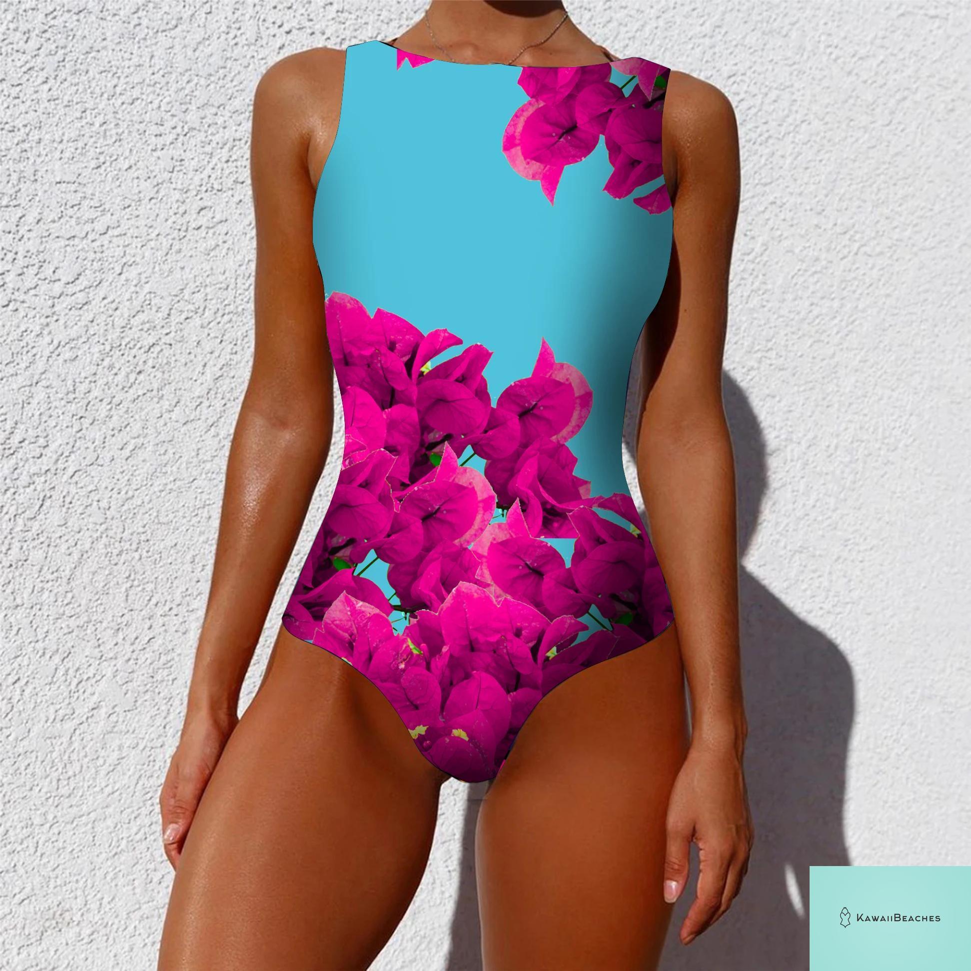 Womens Floral Lace Up Swimsuit