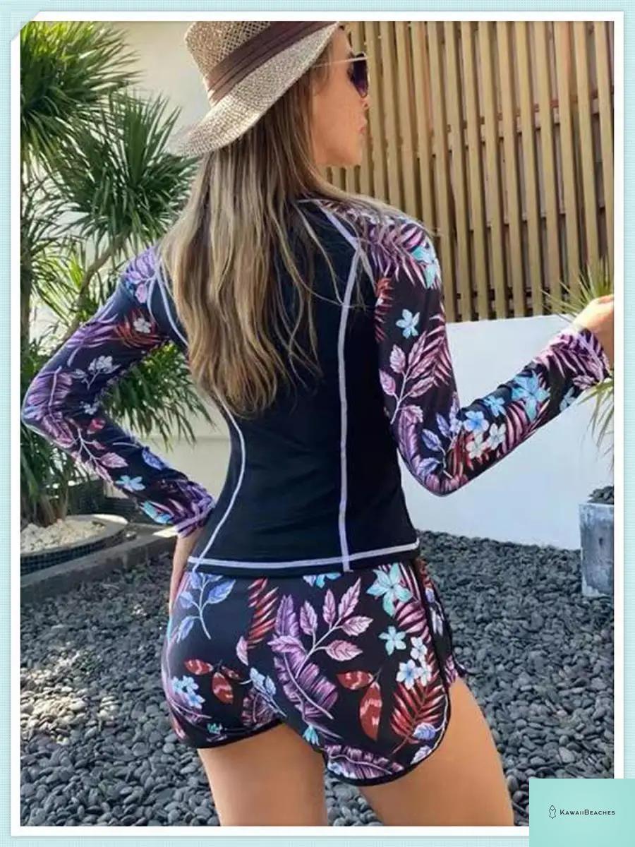 Tropical Long Sleeve Rashguard Swimsuit