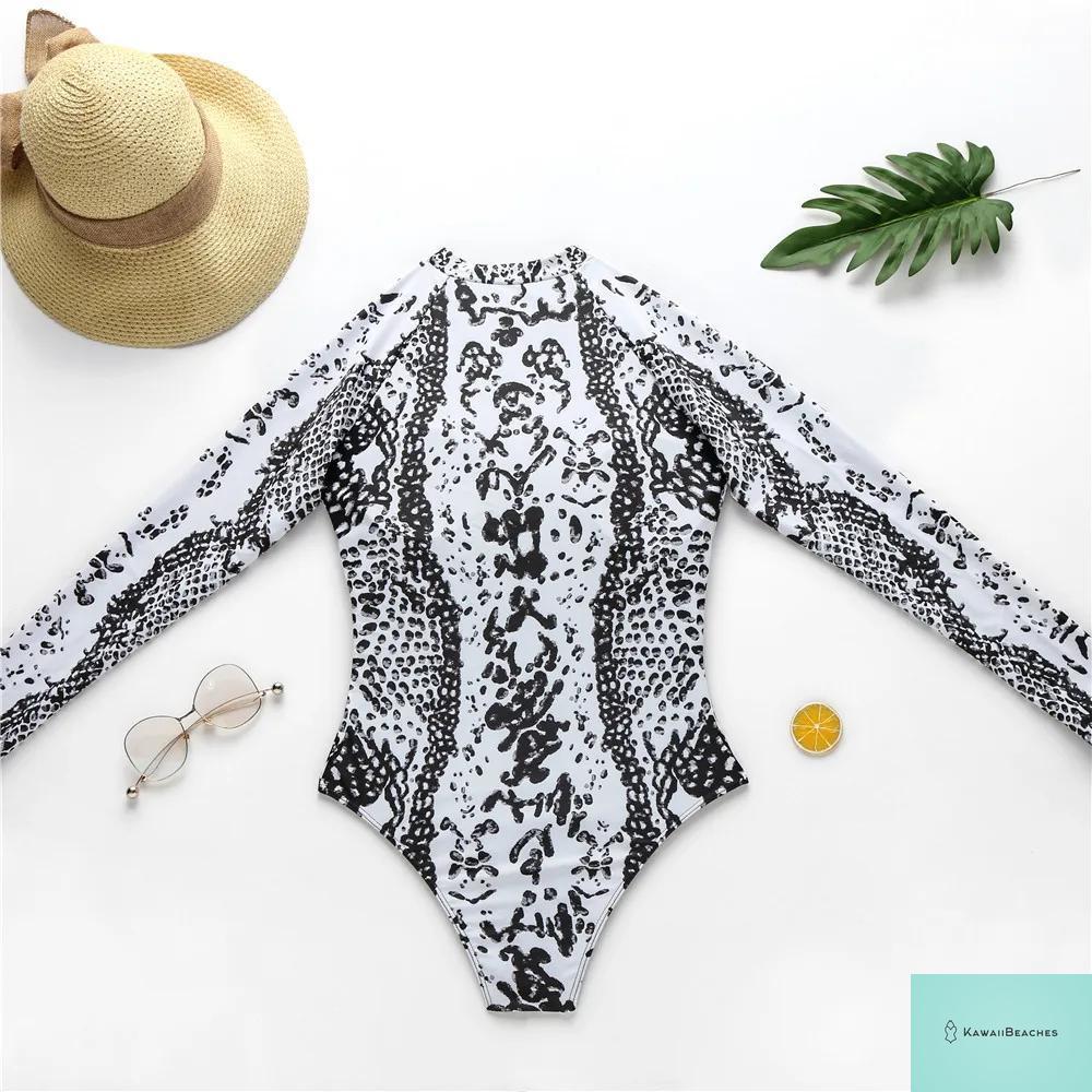 Womens Long Sleeve Surfing Swimsuit Monokini