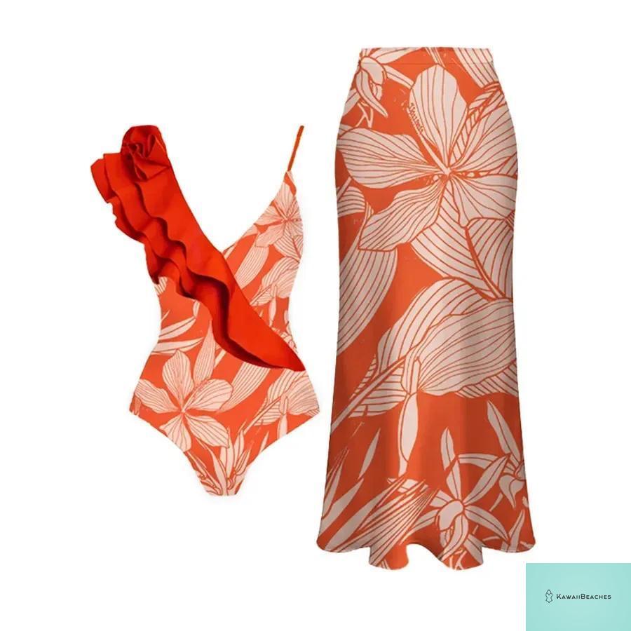 Floral Ruffle Push Up Bikini Set