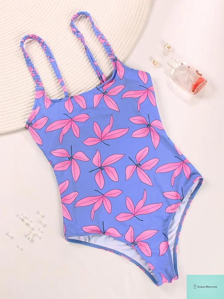 Kawaii Floral Ruffle One-Piece Swimsuit