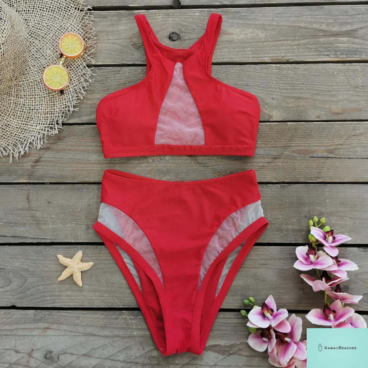 Floral High Waist Ruffle Bikini Set