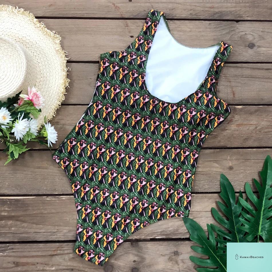 Striped Tropical Monokini Swimsuit for Women