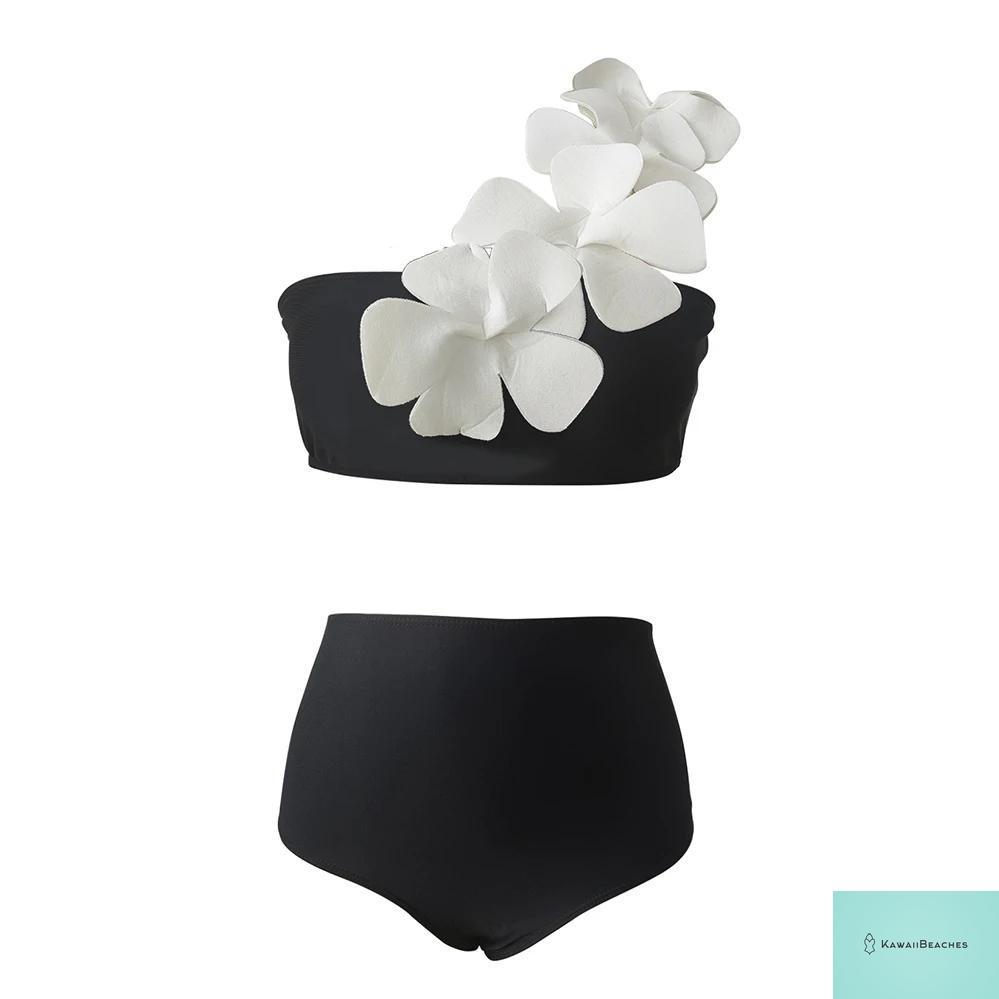 High Waist Ruffled Print Bikini Set