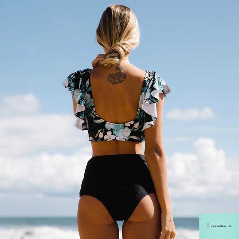 Kawaii Ruffle High Waist Bikini Set