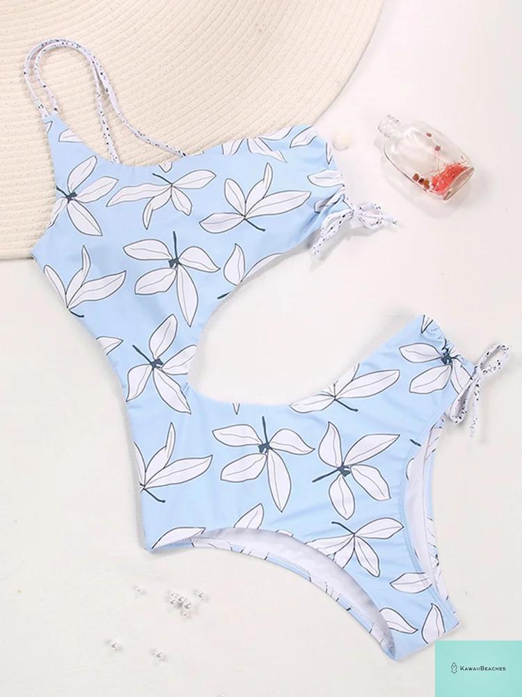 Kawaii Floral Ruffle One-Piece Swimsuit
