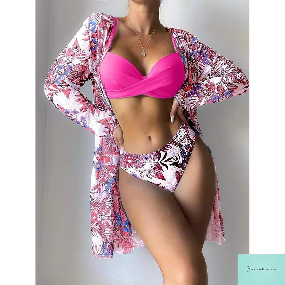 Womens 3 Piece Long Sleeve Swimsuit