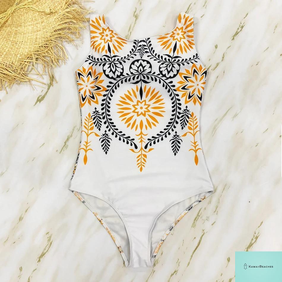 Striped Tropical Monokini Swimsuit for Women