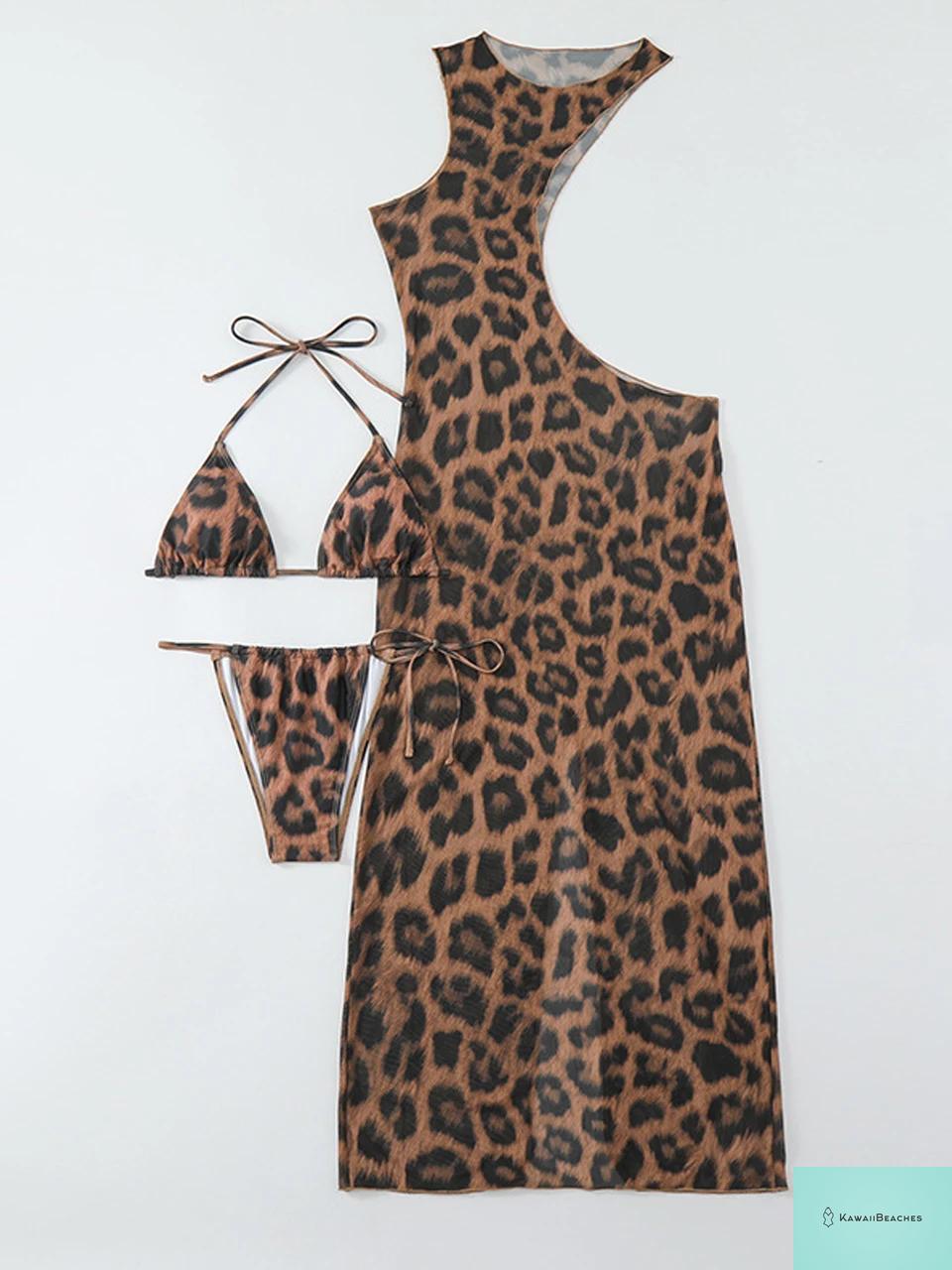Leopard Print Cut Out Bikini Set
