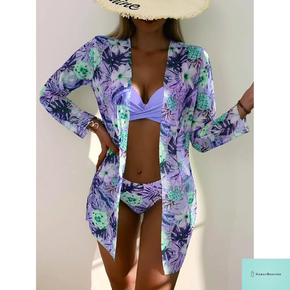 Womens 3 Piece Long Sleeve Swimsuit