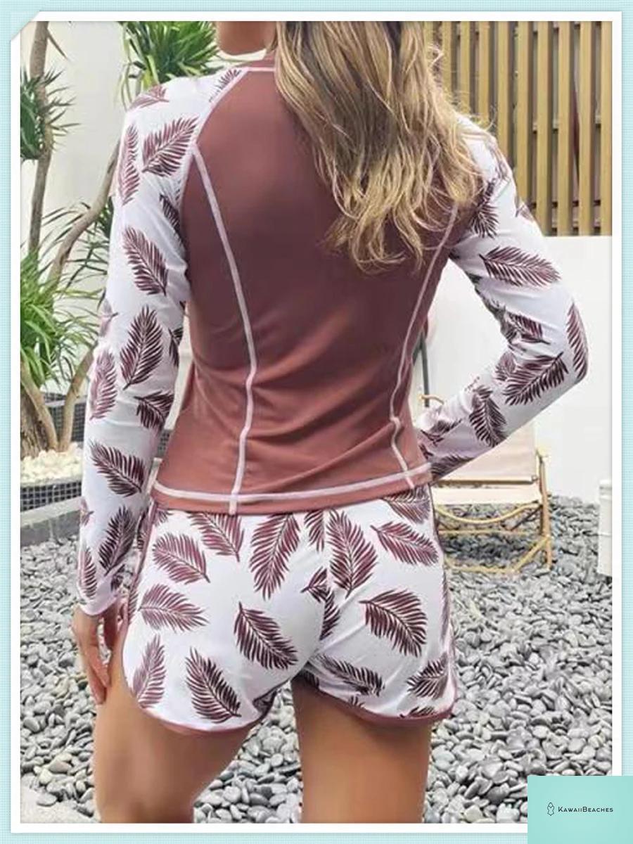 Tropical Long Sleeve Rashguard Swimsuit