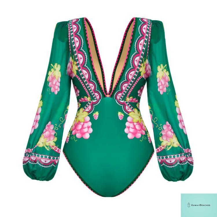 Womens Ruffle Deep V Swimsuit