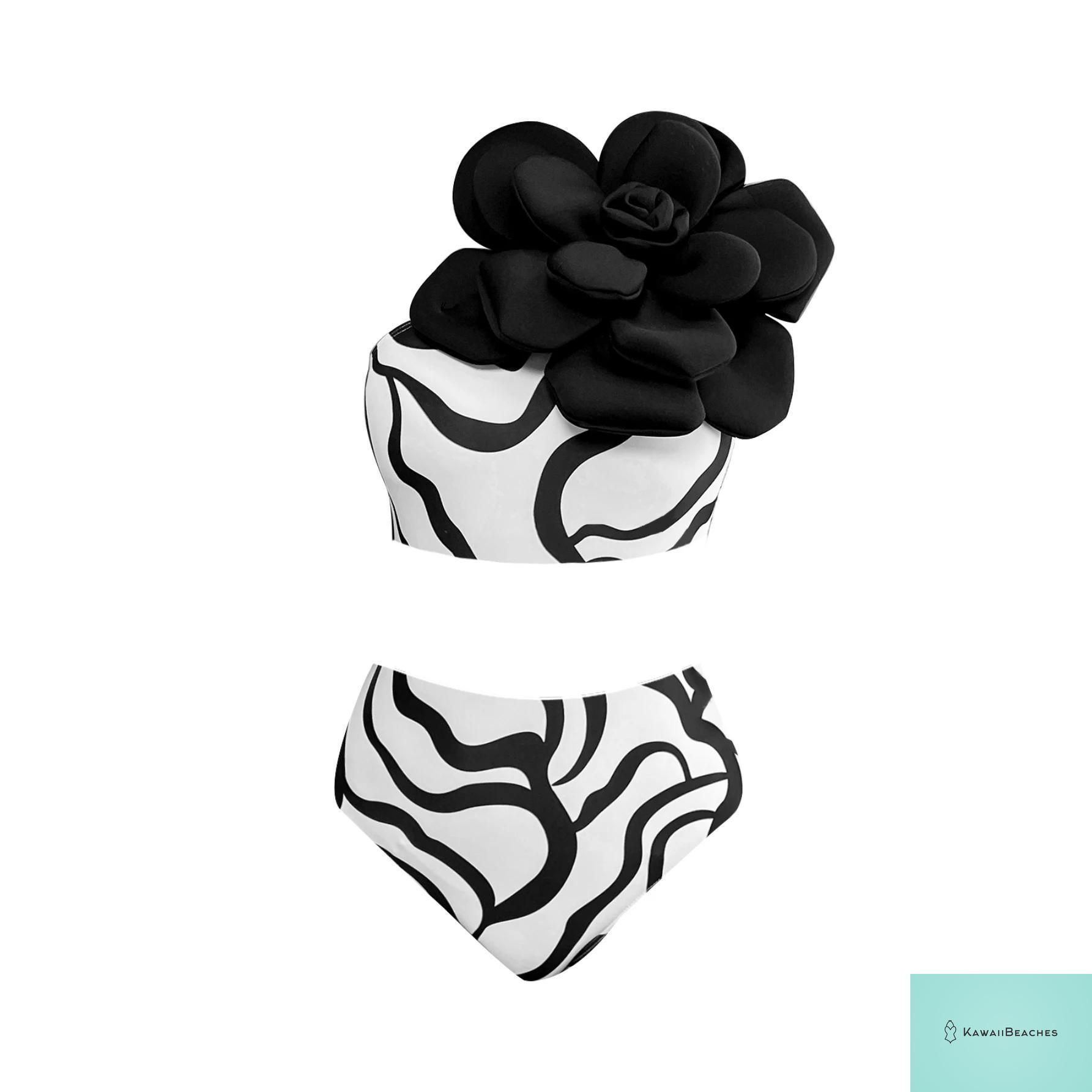 High Waist Ruffled Print Bikini Set