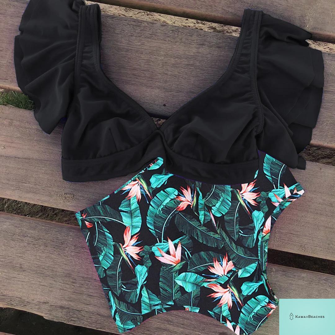 Kawaii Ruffle High Waist Bikini Set