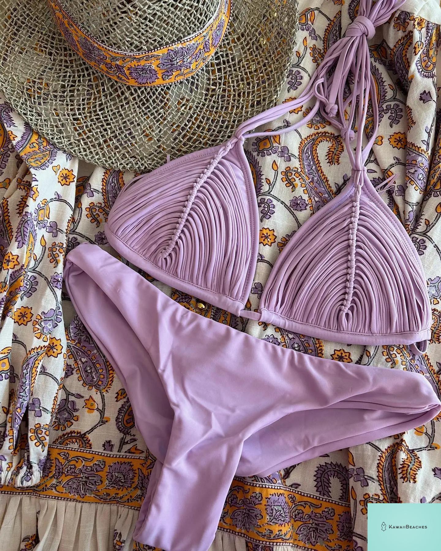 Kawaii Stripes Lace-Up Brazilian Bikini Set