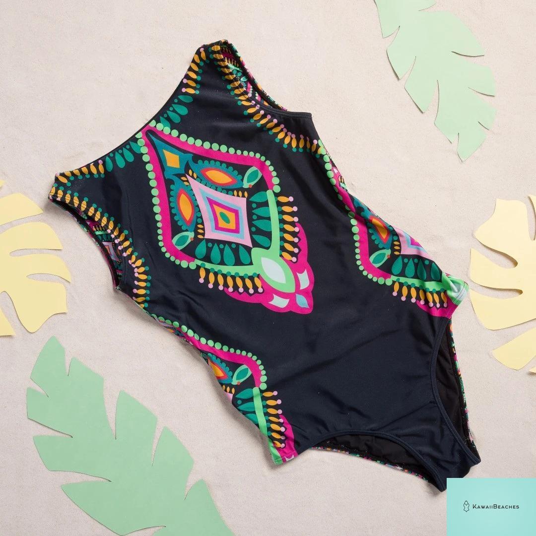 Striped Tropical Monokini Swimsuit for Women