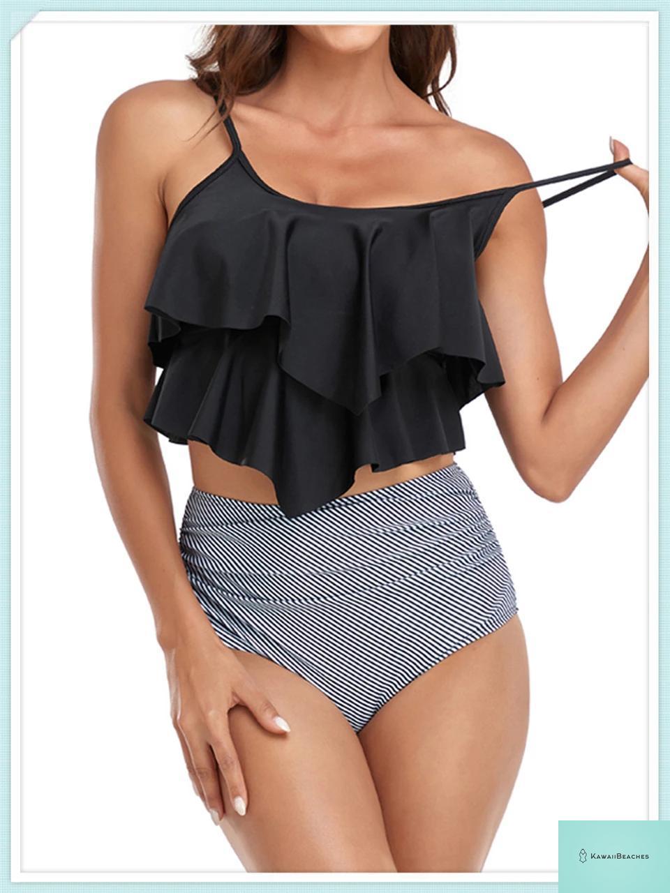 Ruffle Floral High Waist Bikini