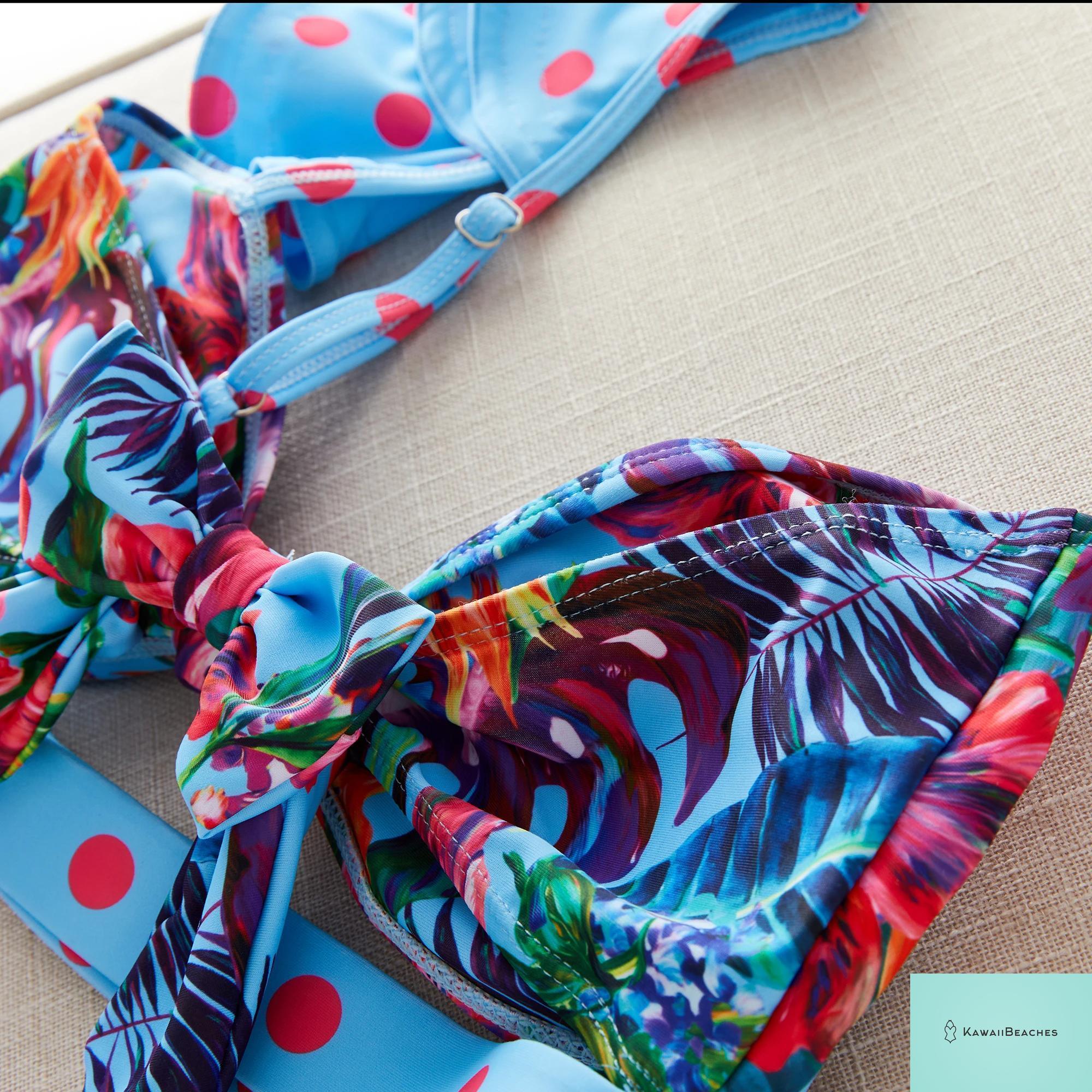 Floral Printed High Waist Bandage Bikini Set