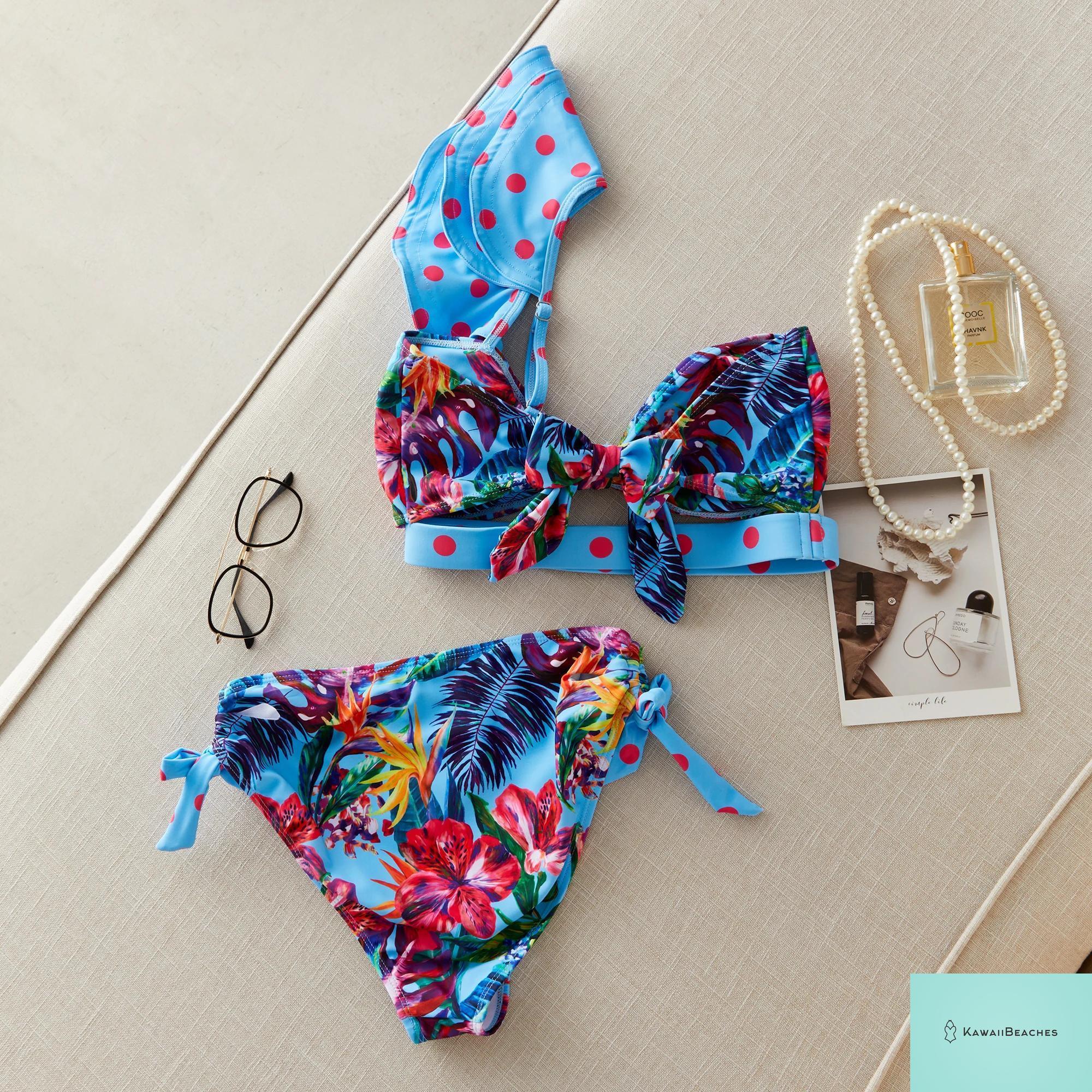 Floral Printed High Waist Bandage Bikini Set