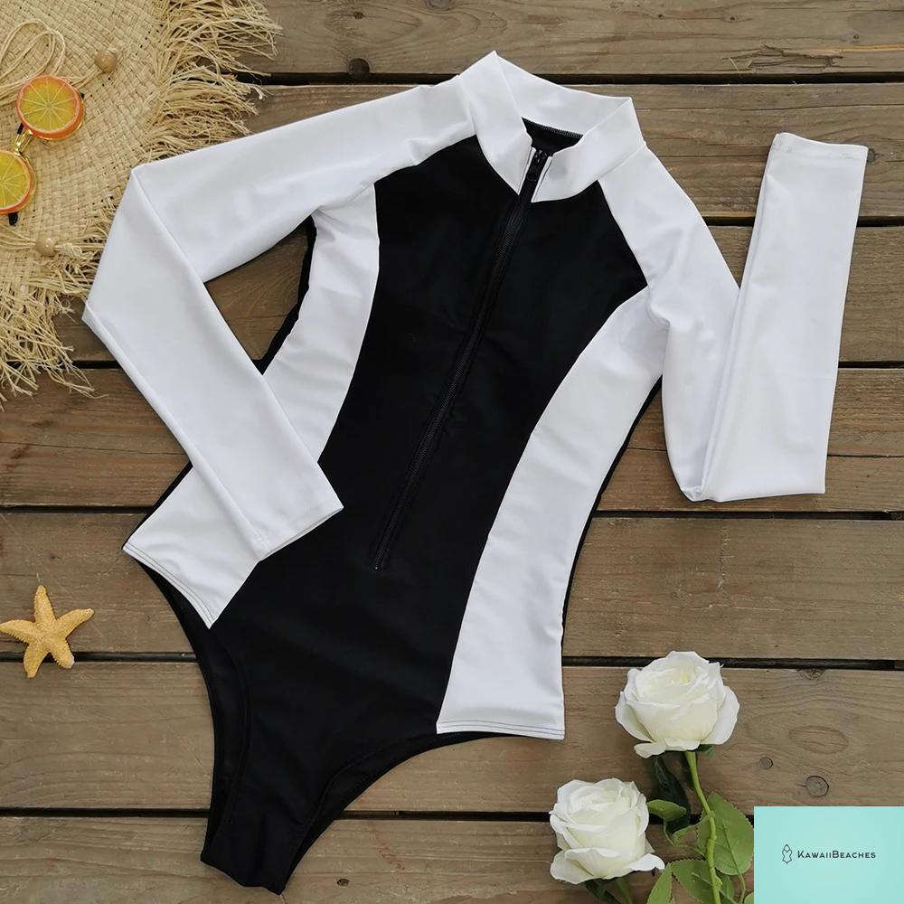 Womens Long Sleeve Surfing Swimsuit Monokini
