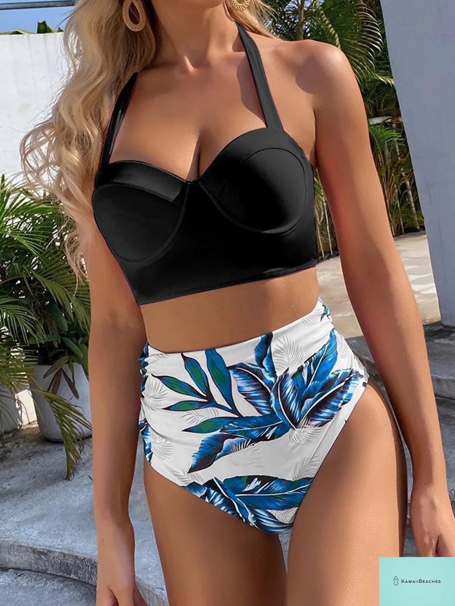 Kawaii Butterfly Print High Waist Bikini