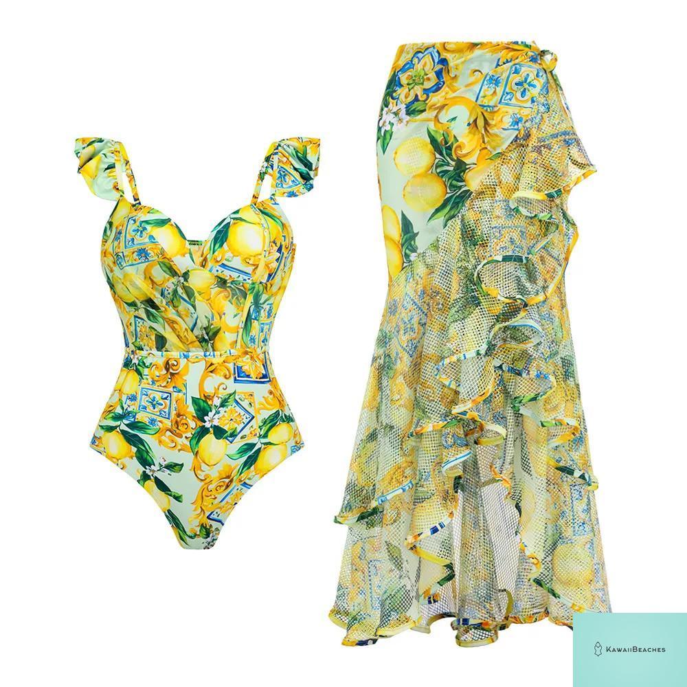 Floral Ruffle Push-Up One-Piece Swimsuit