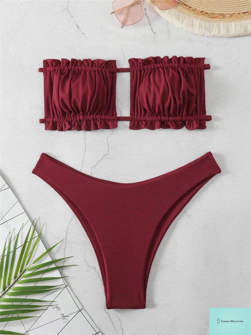 Kawaii Beaches Back Lace Up Bikini Set