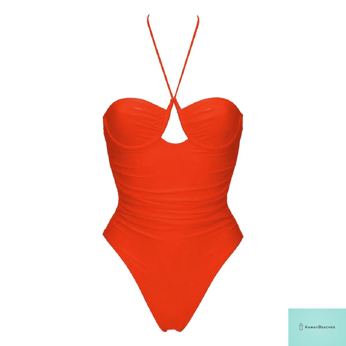 Retro Chic Solid One Piece Swimsuit