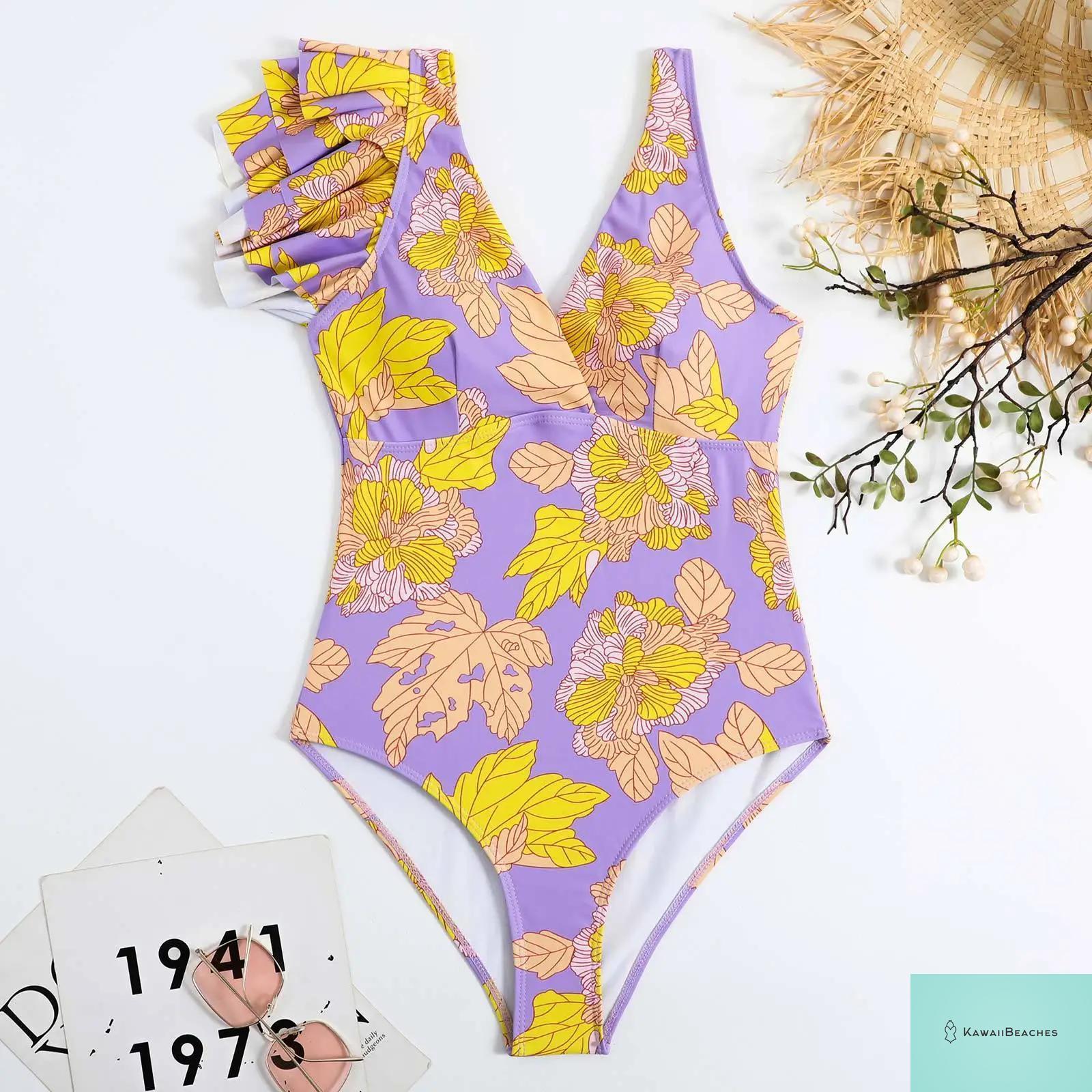 Floral Ruffle Push Up Bikini Set