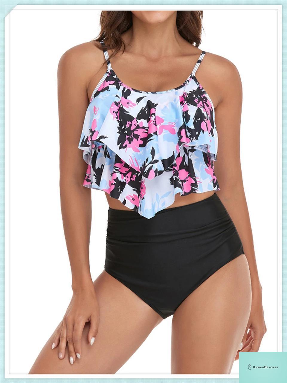 Ruffle Floral High Waist Bikini