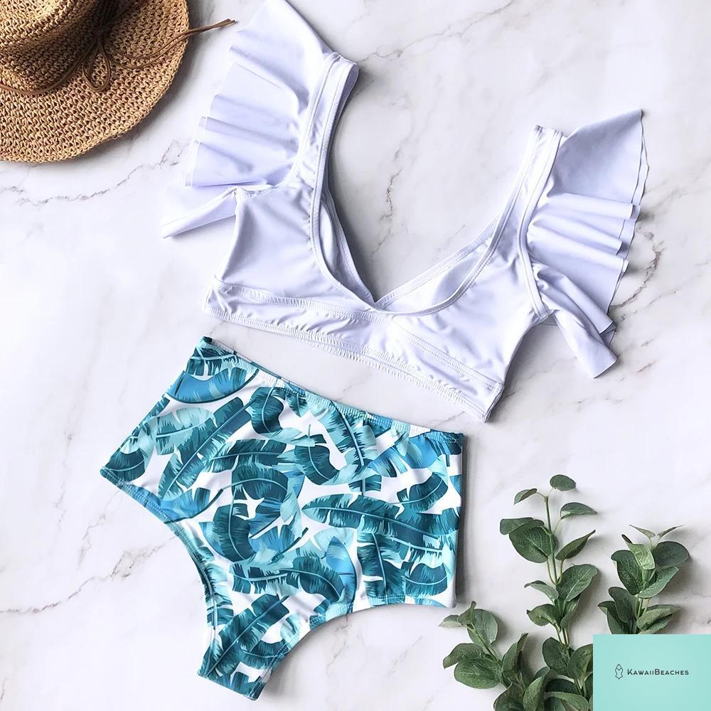 Kawaii Ruffle High Waist Bikini Set