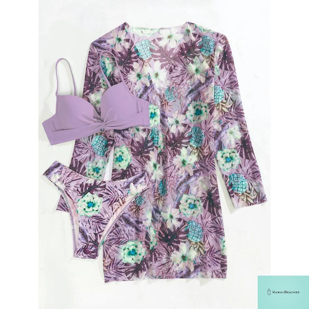 Womens 3 Piece Long Sleeve Swimsuit