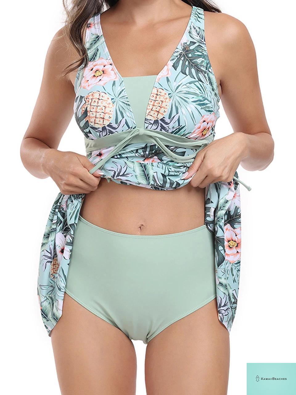 Tropical Knot Front One-Piece Swimsuit